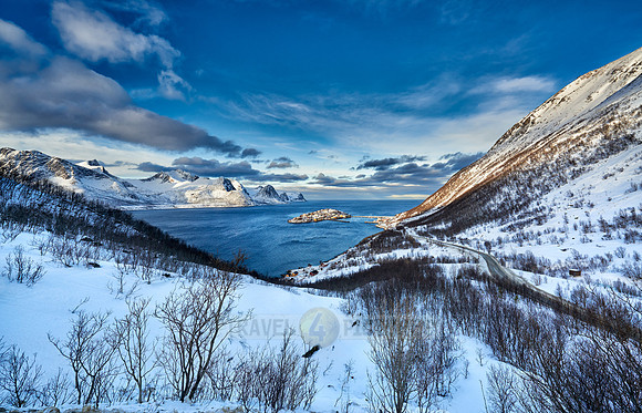 winter landscape in fjord of Husøy