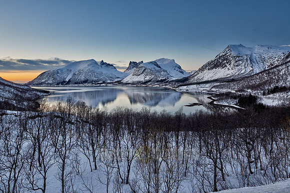 Panorama winter landscape of Bergsfjorden