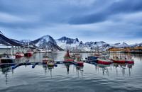 fishing vessels in harbour of Husøy