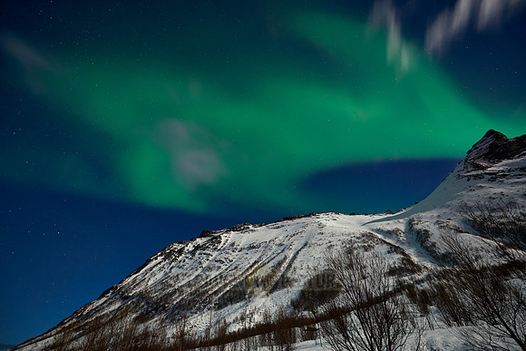 Aurora Borealis or northern lights at Ersfjorden
