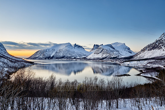 Panorama winter landscape of Bergsfjorden