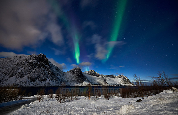 Aurora Borealis or northern lights at Ersfjorden