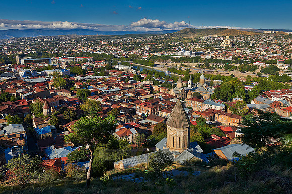 view from above onto Tbilisi