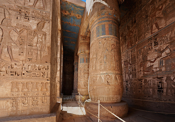 colorful columns and bas-relief of western colonnade inside second yard