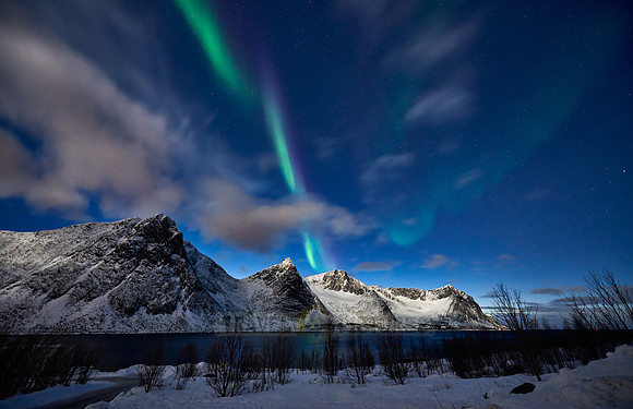 Aurora Borealis or northern lights at Ersfjorden