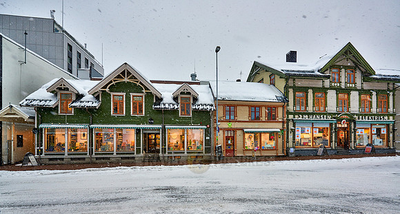 typical wooden buildings of Tromsø