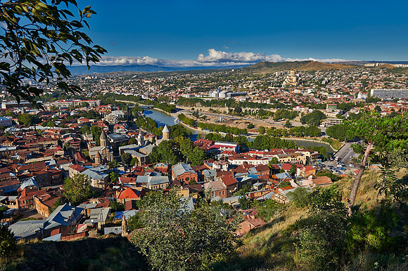 view from above onto Tbilisi
