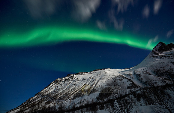Aurora Borealis or northern lights at Ersfjorden
