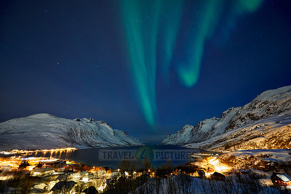 Aurora Borealis or northern lights at Ersfjordbotn