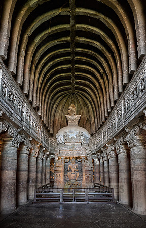 interior shot of Cave No. 26 of Ajanta caves