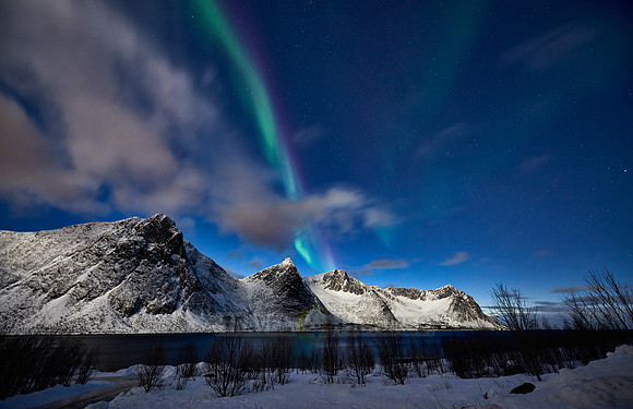 Aurora Borealis or northern lights at Ersfjorden