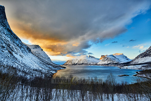 Panorama winter landscape of Bergsfjorden