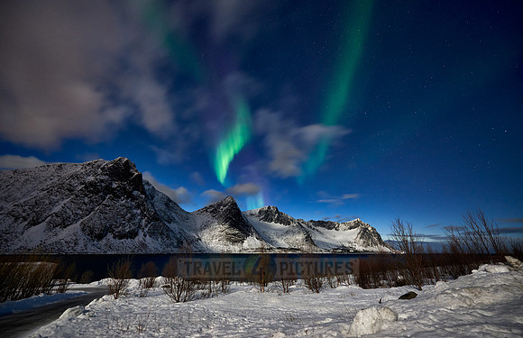 Aurora Borealis or northern lights at Ersfjorden