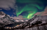 Aurora Borealis or northern lights at Mefjorden