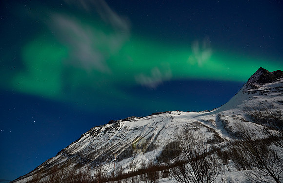 Aurora Borealis or northern lights at Ersfjorden