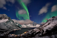 Aurora Borealis or northern lights at Mefjorden
