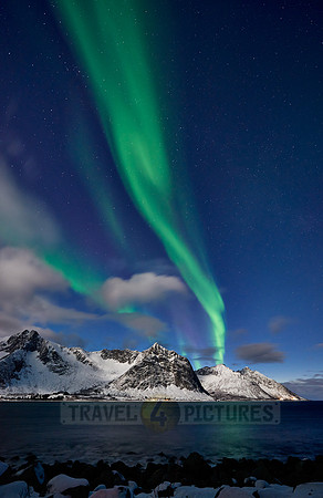 Aurora Borealis or northern lights at Ersfjorden