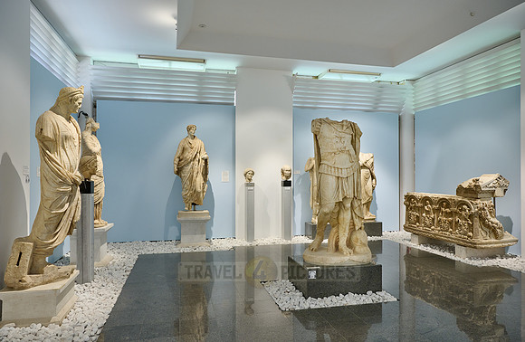 Marble sculptures and statues inside museum of Aphrodisias Ancient City