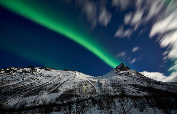 Aurora Borealis or northern lights at Ersfjorden