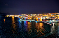 night view over harbor and city of Tromsoe
