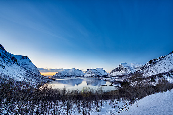 Panorama winter landscape of Bergsfjorden