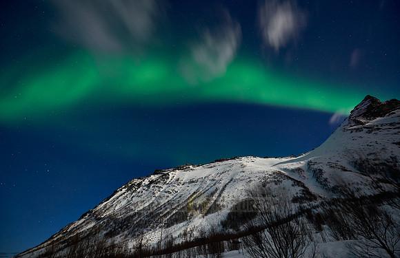 Aurora Borealis or northern lights at Ersfjorden