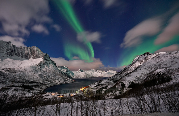 Aurora Borealis or northern lights at Mefjorden