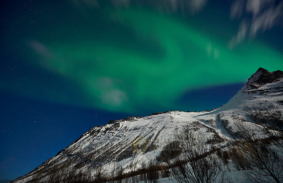 Aurora Borealis or northern lights at Ersfjorden