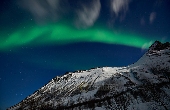 Aurora Borealis or northern lights at Ersfjorden