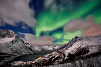 Aurora Borealis or northern lights at Mefjorden