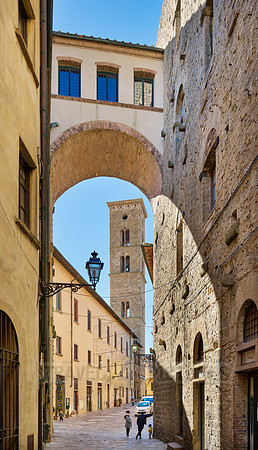 narrow alley with Cathedral Bell Tower, Campanile della Cattedrale