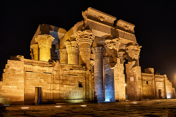 night shot of temple Kom Ombo