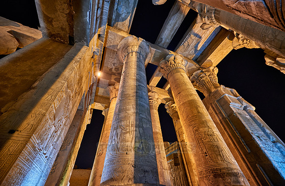 night shot of temple Kom Ombo