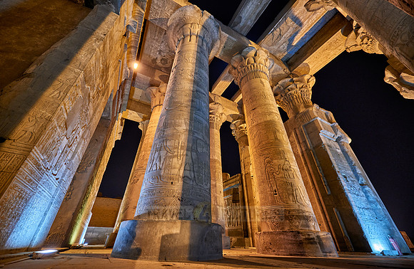 night shot of temple Kom Ombo