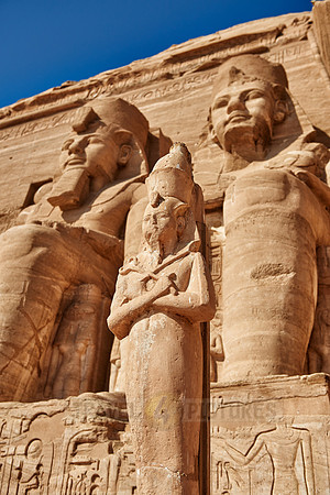 close up of figures in front Great Temple of Ramesses II