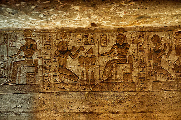 stone carving inside Great Temple of Ramesses II