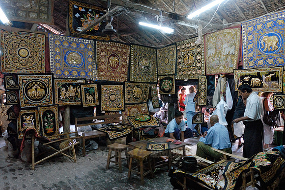 showroom of tapestry, marionettes and other souvenirs