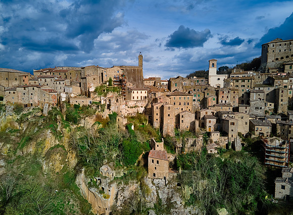 Aerial view of medieval town Sorano