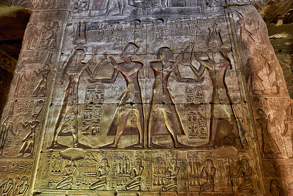 hieroglyphs, stone carving and  wall paintings
