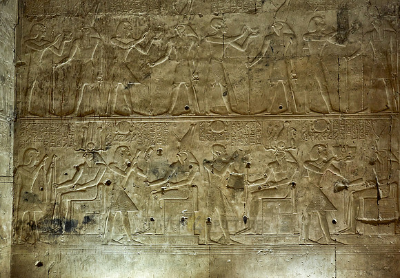 hieroglyphs, stone carving and  wall paintings