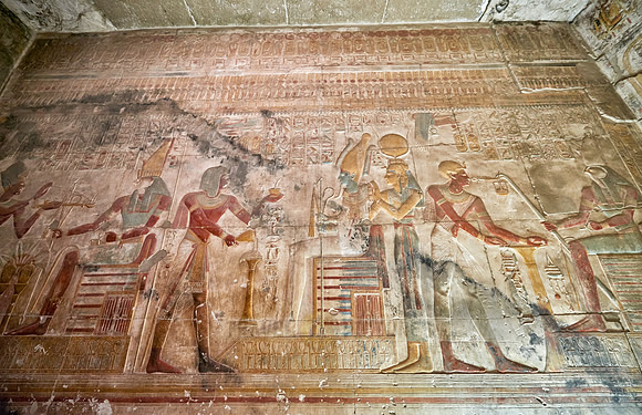 hieroglyphs, stone carving and  wall paintings