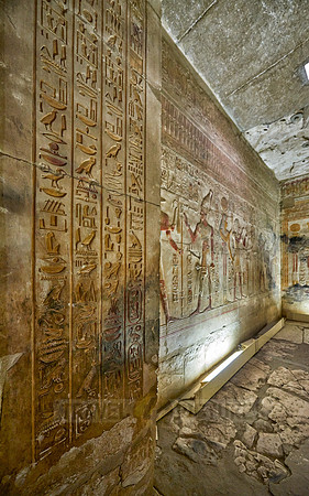 hieroglyphs, stone carving and  wall paintings