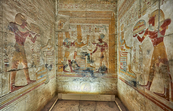 hieroglyphs, stone carving and  wall paintings