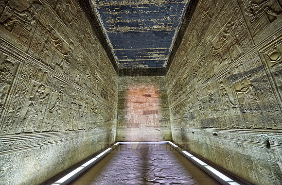 stone carving in rooms inside Hathor temple
