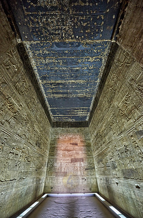stone carving in rooms inside Hathor temple
