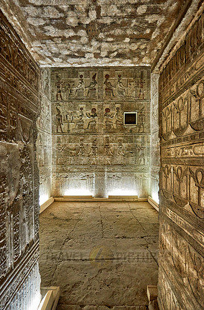 stone carving in rooms inside Hathor temple