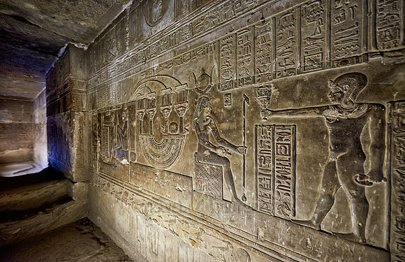 secret passage with well preserved stone carvings