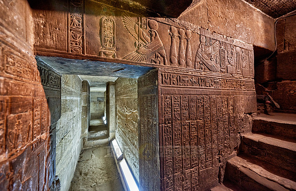 secret passage with well preserved stone carvings