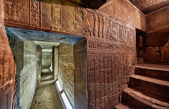 secret passage with well preserved stone carvings
