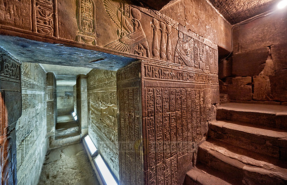 secret passage with well preserved stone carvings